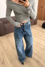 Shely Geniş Paça Mavi Jean - Görsel 2