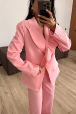 Rosa Yakası Fırfırlı Ceket Pembe - Görsel 2