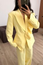 Rosa Yakası Fırfırlı Ceket Sarı - Görsel 2