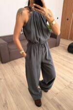 Omuzdan Bağlamalı Halter Yaka Takım Antrasit - Görsel 2