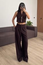 Gk Palazzo Pantolon Kahverengi