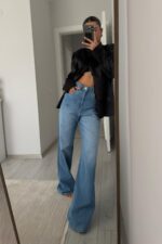 Layla Straight Yıkamalı Orta Mavi Jean