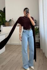 Vatkalı Kolları Pelerinli Bluz Kahverengi