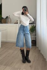 Baggy Orta Mavi Bermuda Şort