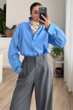 Hank Oversize Gömlek Mavi - Görsel 2