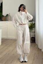 Pötikare Dik Yaka Ceket Şalvar Pantolon Takım Kahverengi