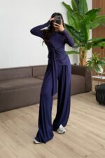 Buzzy Beli Bağlamalı Bluz Pantolon Takım Lacivert