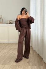 Larry Üç Parça Takım Kahverengi