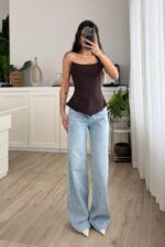 Double Paça Wide Leg Açık Mavi Jean
