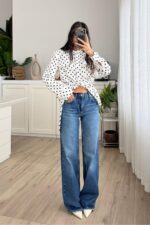 Wom Wide Leg Koyu Mavi Jean