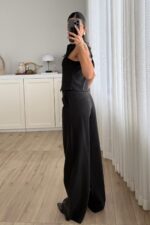 Fermuarlı Yelek Pantolon Takım Siyah - Görsel 4