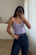 İp Askılı Bodysuit Lila