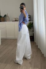 Beli Katlı Balon Beyaz Jean - Görsel 3