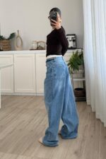 Beli Katlı Balon Mavi Jean - Görsel 4