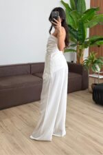 Mila Straplez Bluz Pantolon Takım Ekru - Görsel 4