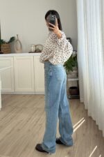 Yırtık Paça Orta Mavi Jean - Görsel 4