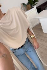 Vatkalı Kolları Pelerinli Bluz Taş - Görsel 3