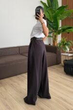 St Gold Kemerli Pileli Pantolon Kahverengi - Görsel 4