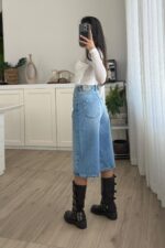 Baggy Orta Mavi Bermuda Şort - Görsel 4