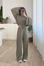 Geniş Kol Bluz Pantolon Takım Haki