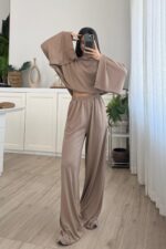 Geniş Kol Bluz Pantolon Takım Toprak