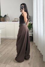 Anthe Geniş Pileli Pantolon Kahverengi - Görsel 3