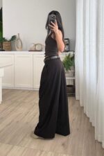 Anthe Geniş Pileli Pantolon Dark Kahve - Görsel 3