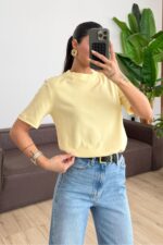 Bisiklet Yaka Tişört Sarı