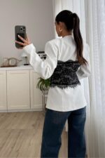 Dantel Korseli Ceket Ekru - Görsel 4