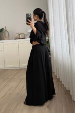 Madonna Yaka Desenli Takım Siyah - Görsel 4