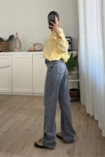 Varıus Wide Leg Antrasit Jean - Görsel 4