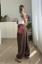 Şal Detaylı Şalvar Pantolon Kahverengi - Görsel 4