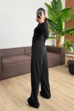 Relax Düşük Omuz Bluz Pantolon Takım Siyah - Görsel 3