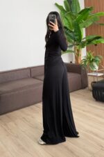 Buzzy Beli Bağlamalı Bluz Pantolon Takım Siyah - Görsel 4