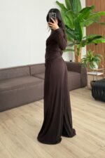 Buzzy Beli Bağlamalı Bluz Pantolon Takım Kahverengi - Görsel 4