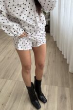 Paraşüt Kumaş Puantiyeli Etek Takım Ekru - Görsel 3