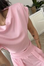 Pile Detaylı Modal Kumaş Takım Pembe - Görsel 3