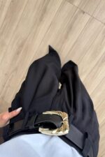 St Gold Kemerli Pileli Pantolon Siyah - Görsel 3