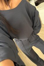 Pis Dikiş Modal Kumaş Takım Antrasit - Görsel 3