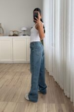 Jf Wide Leg Yıkamalı Mavi Jean - Görsel 4