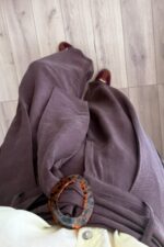 Benek Tokalı Pileli Tensel Pantolon Kahverengi - Görsel 2