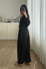 Modal Kumaş Uzun Kollu Şalvar Takım Siyah - Görsel 4