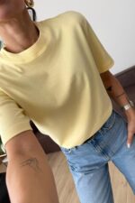 Bisiklet Yaka Tişört Sarı - Görsel 2