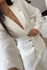 Ant Premium Belden Oturtmalı Ceket Krem - Görsel 3