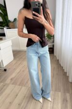 Double Paça Wide Leg Açık Mavi Jean - Görsel 2