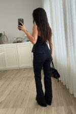 Straplez Ful Taşlı İspanyol Takım Lacivert - Görsel 4