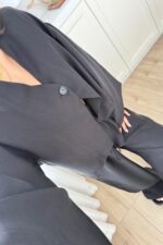 Tek Düğmeli Tensel Kimono Takım Siyah - Görsel 3