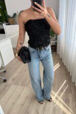 Wom Wide Leg Mavi Yıkamalı Jean - Görsel 2