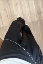 Pareosu Taşlı Saten Pantolon Siyah - Görsel 3