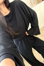 Geniş Kol Bluz Pantolon Takım Siyah - Görsel 3